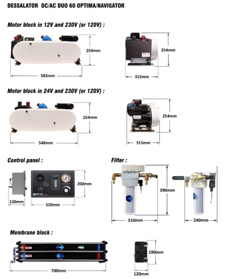 DESSALATOR D60 DUO "OPTIMA" 12-24V & 120V SU YAPICI - Görsel 2